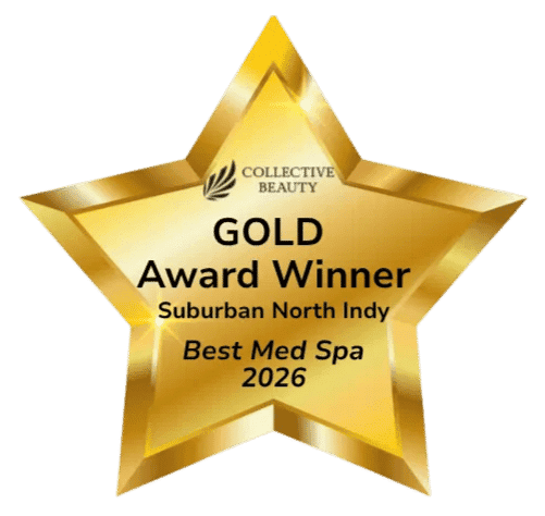 Golden star-shaped plaque for Best Med Spa 2026, awarded to Suburban North Indy.